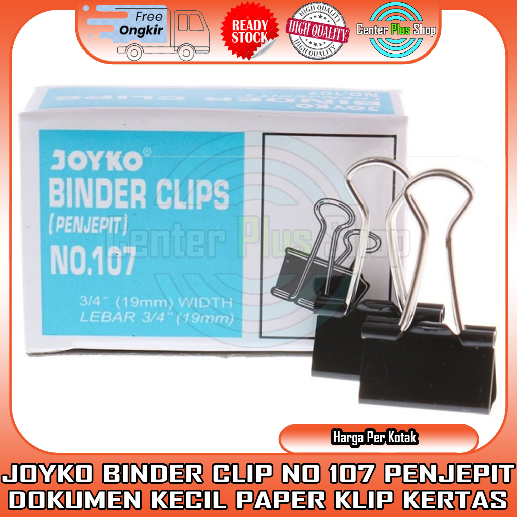 

JOYKO BINDER CLIP NO 107 PENJEPIT DOKUMEN KECIL PAPER KLIP KERTAS JEPIT KELIP FILE NOTA CELIP CLIPS KLIPS SEDANG BESAR SURAT LAMARAN JEPITAN PENUTUP TUTUP TANGKAI DUA GAGANG PUSH PIN CAPIT CAPITAN