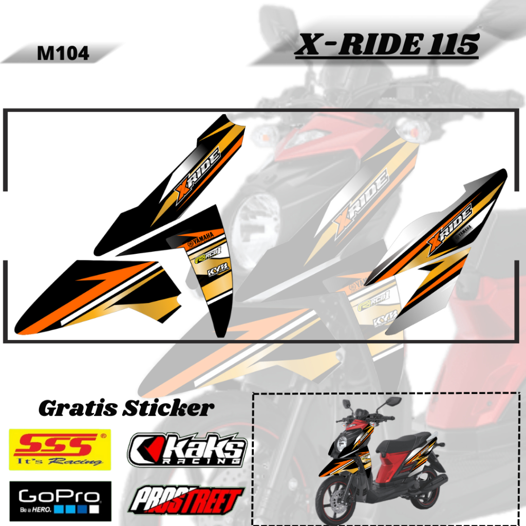 Lis Striping Sticker Variasi Aksesoris List Stiker Pelindung Body Logo Emblem Motor Yamaha X Ride X-