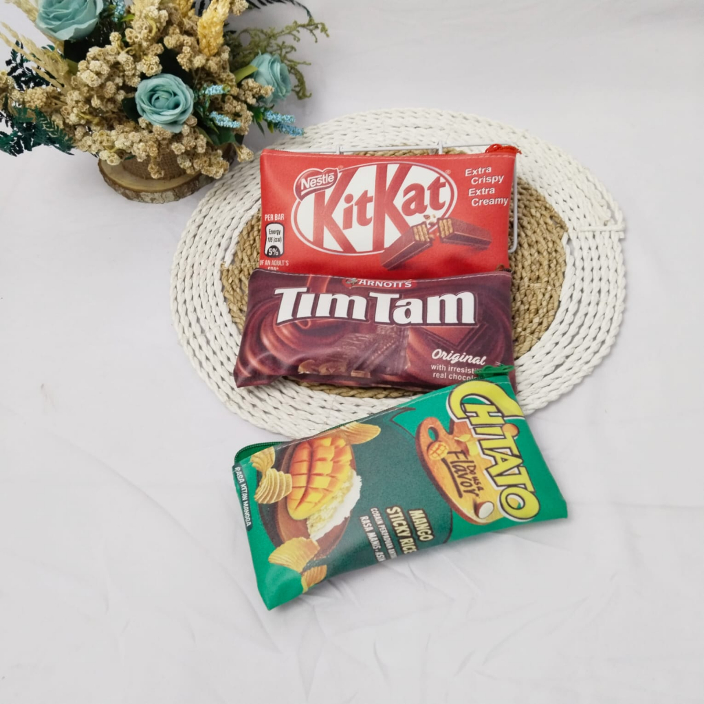 

tepak kotak pensil motif snack viral tebaru tempat pensil unik lucu motif snack kekinian