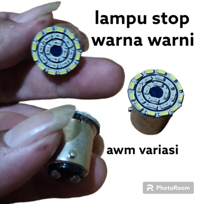 Lampu stop rem motor mobil DC 12 volt 24 led buntung RGB