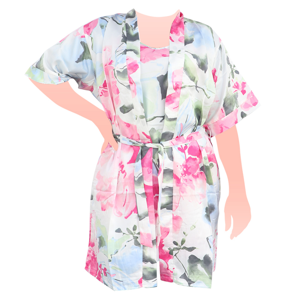 Scelta - Kimono Satin Silk Baju Tidur Lengan Pendek Piyama Pajamas Bahan Licin Bt Yj Fm 6001 6006 6009