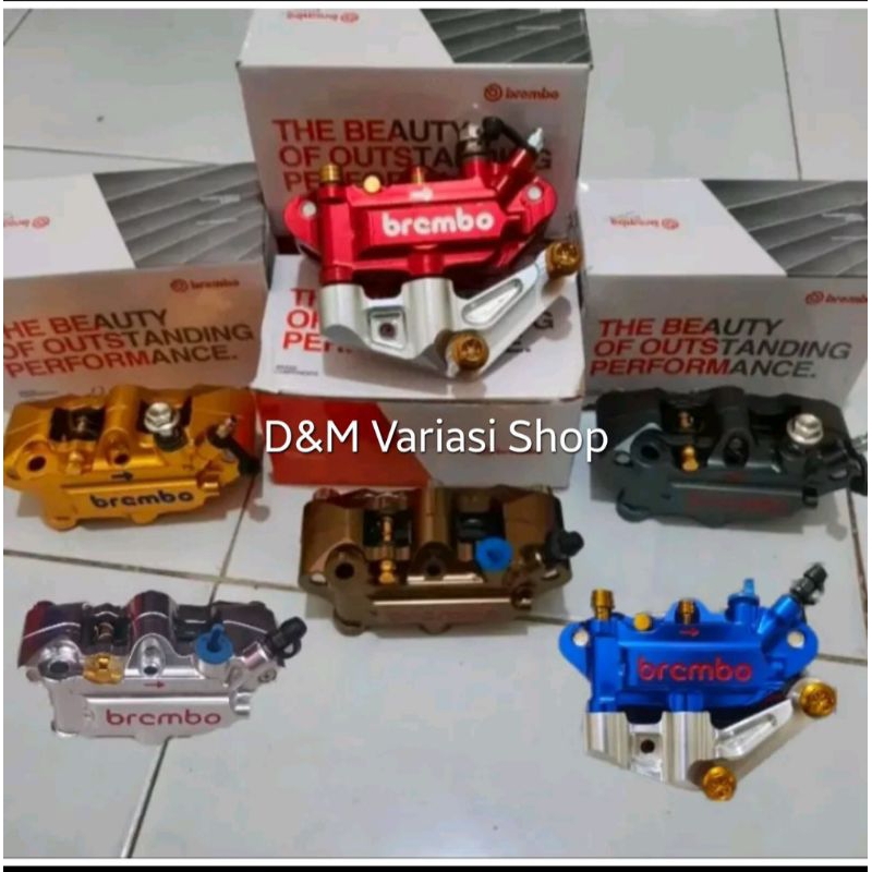 Kaliper Monoblok BRM 4 Piston 3IN1 Plus Breket+ Baut Cakram Depan Disk Standart 220mm SATRIA F/FU ,N