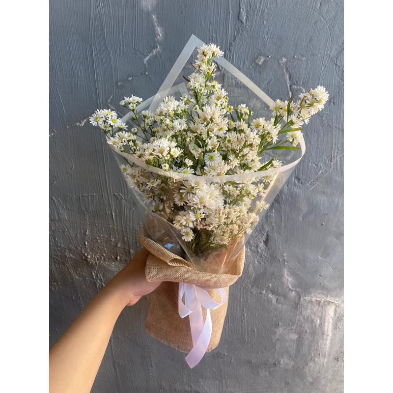 (kode PEAWHITE)Buket Pikok potong-Bouquet bunga peacock-bunga pikok segar/pikok kering