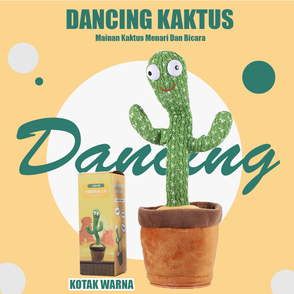 ORIGINAL Kaktus Bicara Goyang Menari LED | Dancing Cactus Toy