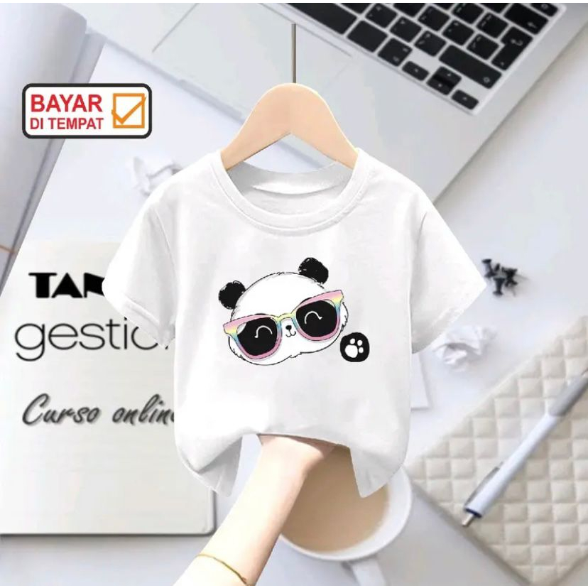 Baju Kaos Panda Kaca Mata Anak 2-10tahun Cowok Cewek Atasan Anak Laki-laki/Perempuan Unisex