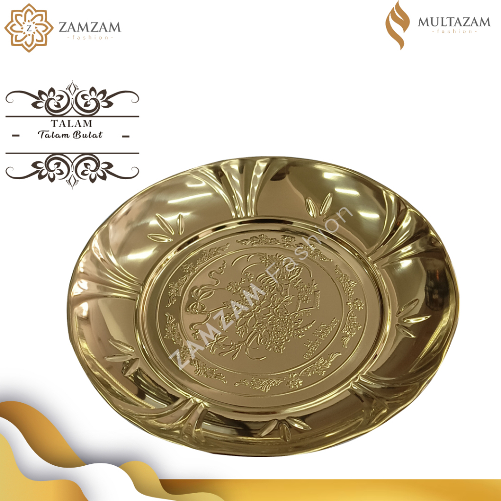 Nampan Talam Baki Arab Bulat Kecil Stainless Steel Gold