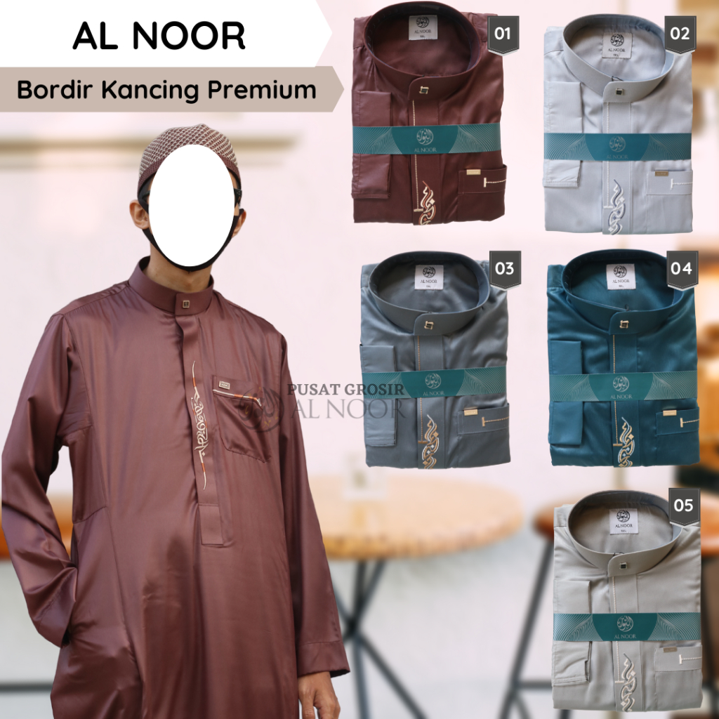 Jubah Saudi | Gamis Pria | Al Noor Bordir Dewasa Non Manset - Pusat Grosir Al Noor