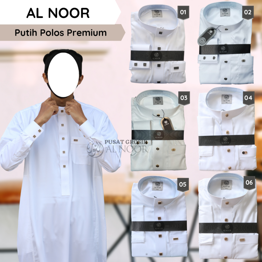 Jubah Saudi | Gamis Pria | Al Noor Polos Kancing Luar dan Dalam Dewasa - Pusat Grosir Al Noor