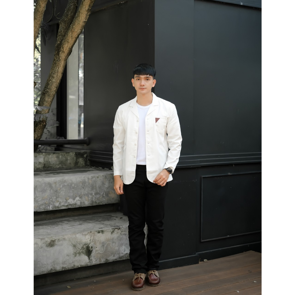 Kemeja Jas Pria Model Reguler Simpel Basic Putih