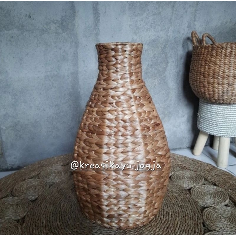 Guci Enceng Gondok/Pot Bunga Kering Rayung/Vas Bunga.