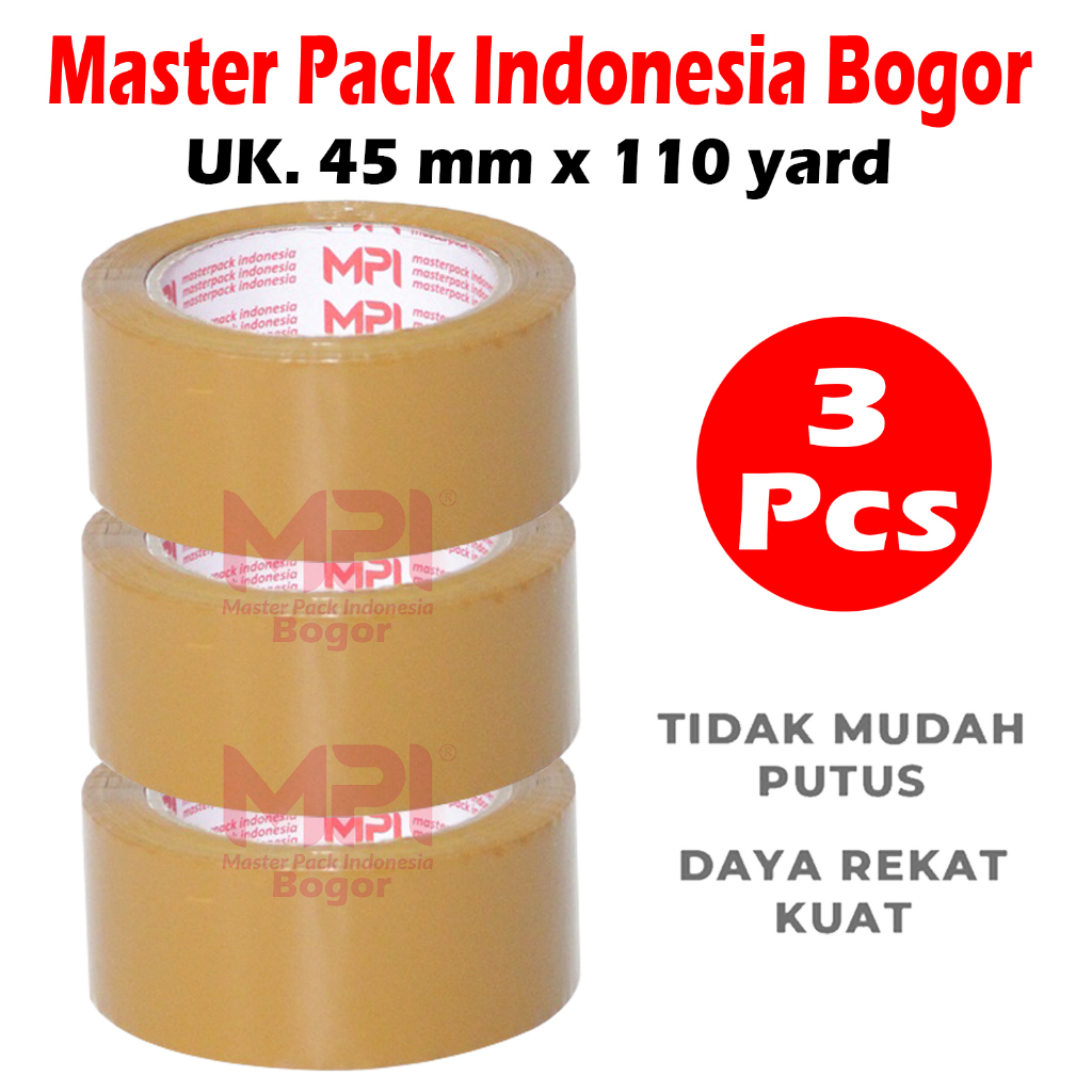 

PROMO 3 PCS - Lakban Coklat 45 MM x 110 YARD / Lakban Untuk Packing - Master Pack Indonesia