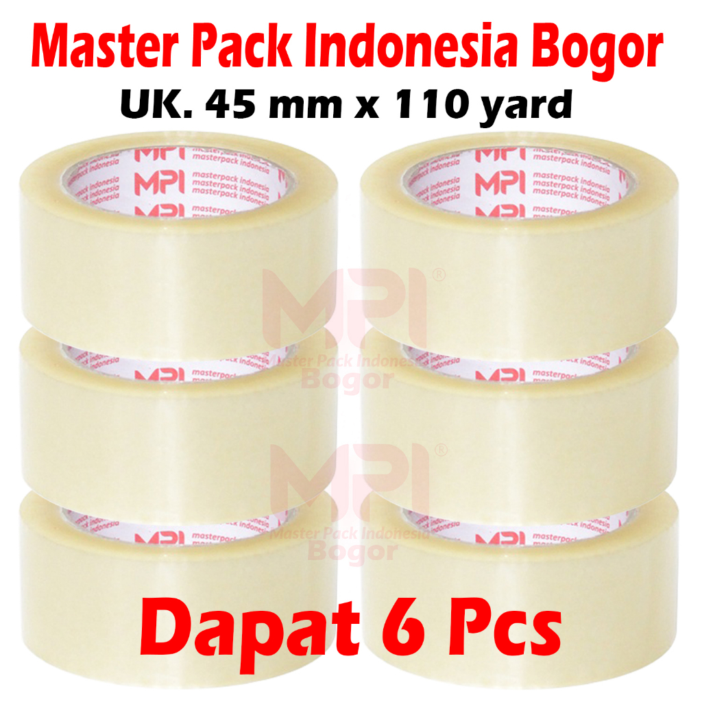 

HEMAT 6 PCS - Lakban Bening 45 mm x 110 yard / Lakban Untuk Packing - Master Pack Indonesia