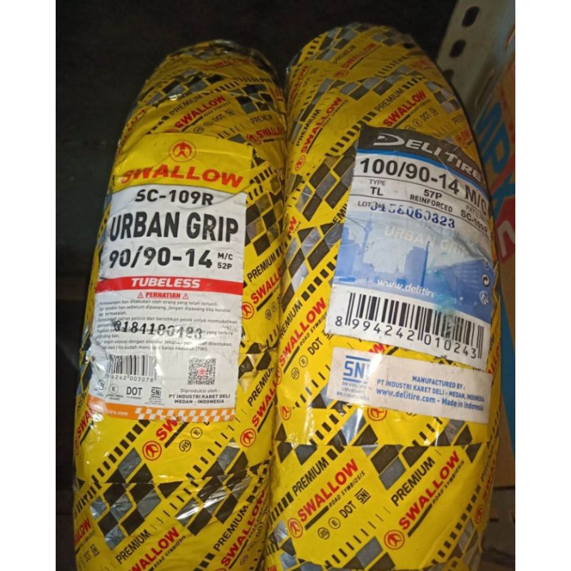 PAKET BAN MERK SWALLOW UKURAN 90/90-14 & 100/90-14 URBAN GRIP TUBELESS
