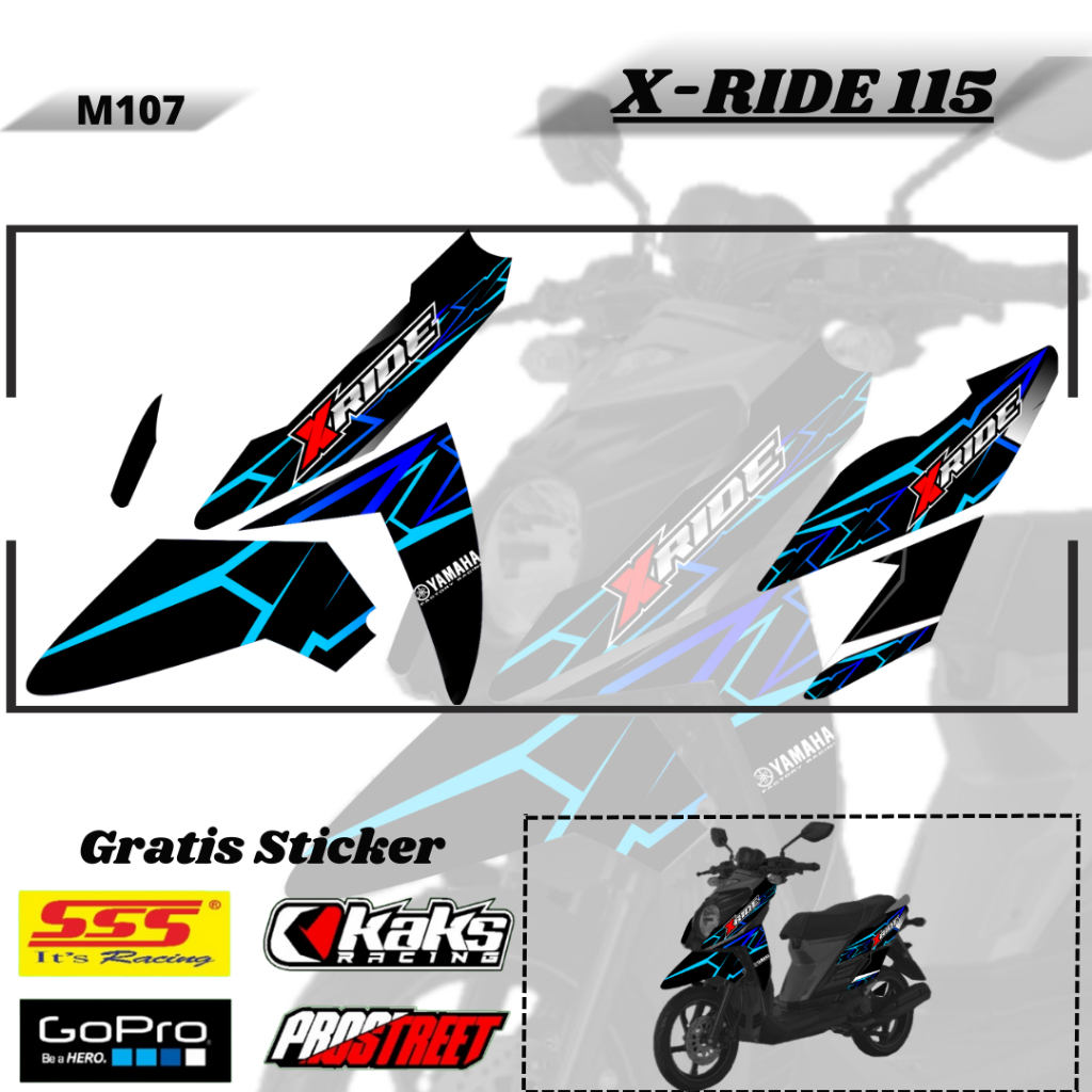 Lis Striping Sticker Variasi Aksesoris List Stiker Pelindung Body Logo Emblem Motor Yamaha X Ride X-