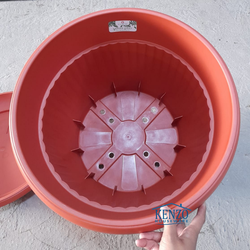 RB Pot + Tatakan Bunga 40 45 Cm Tanaman Hias Jumbo Besar Plastik Claris