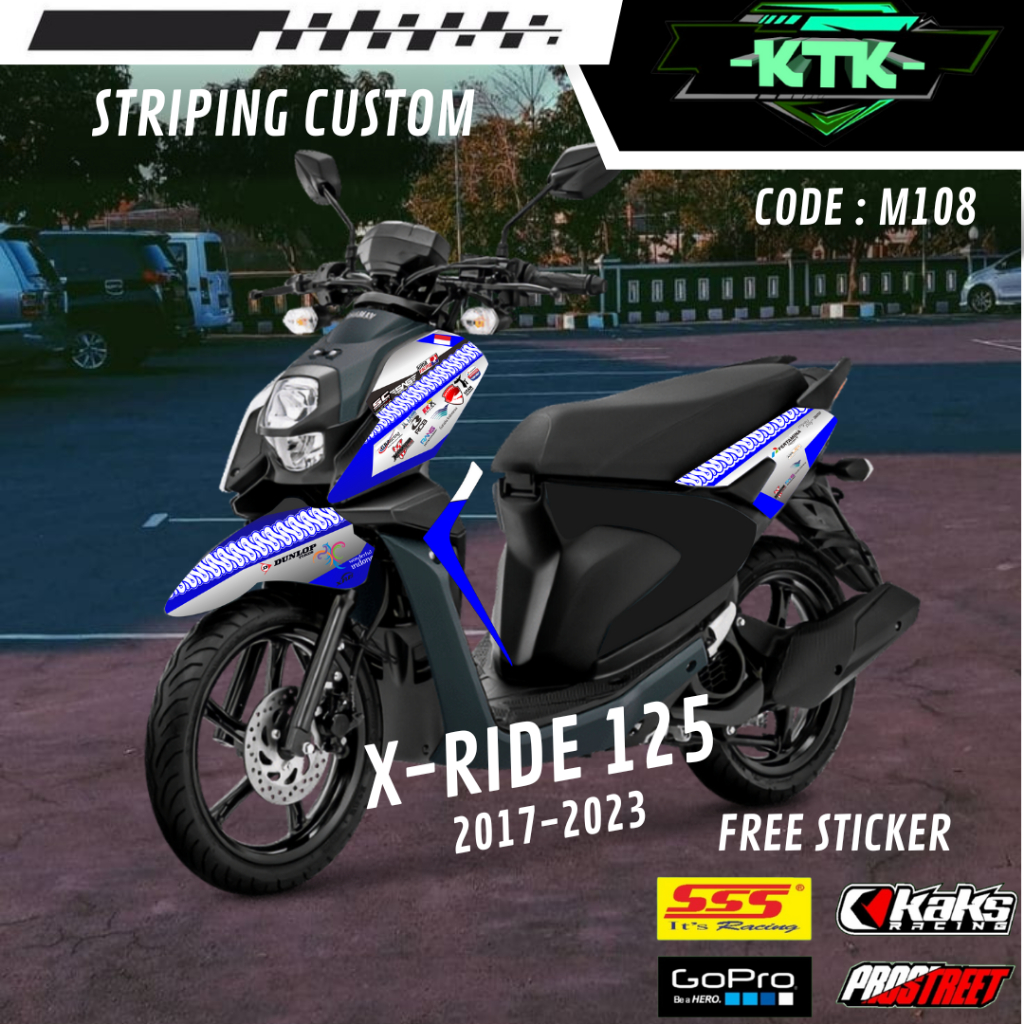 Lis Striping Sticker Variasi Aksesoris List Stiker Pelindung Body Logo Emblem Motor Yamaha X Ride X-