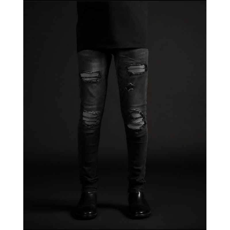 [ORIGINAL] RUCAS SEASON 12 DARK GREY CAVIAR LEATHER JEANS