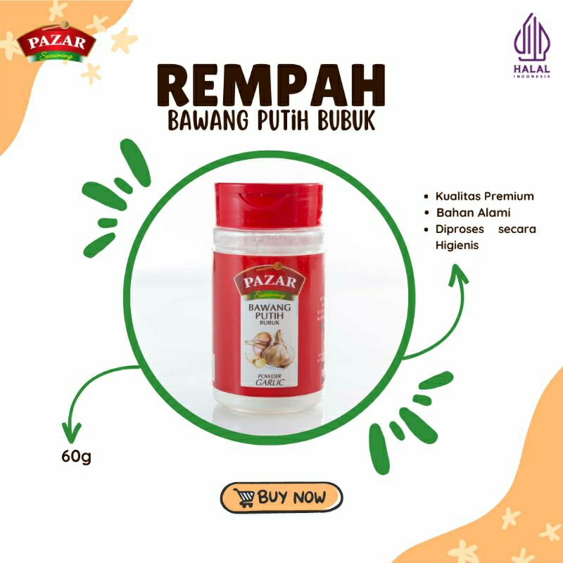 

Bawang Putih Bubuk | Pazar (60g) Rempah