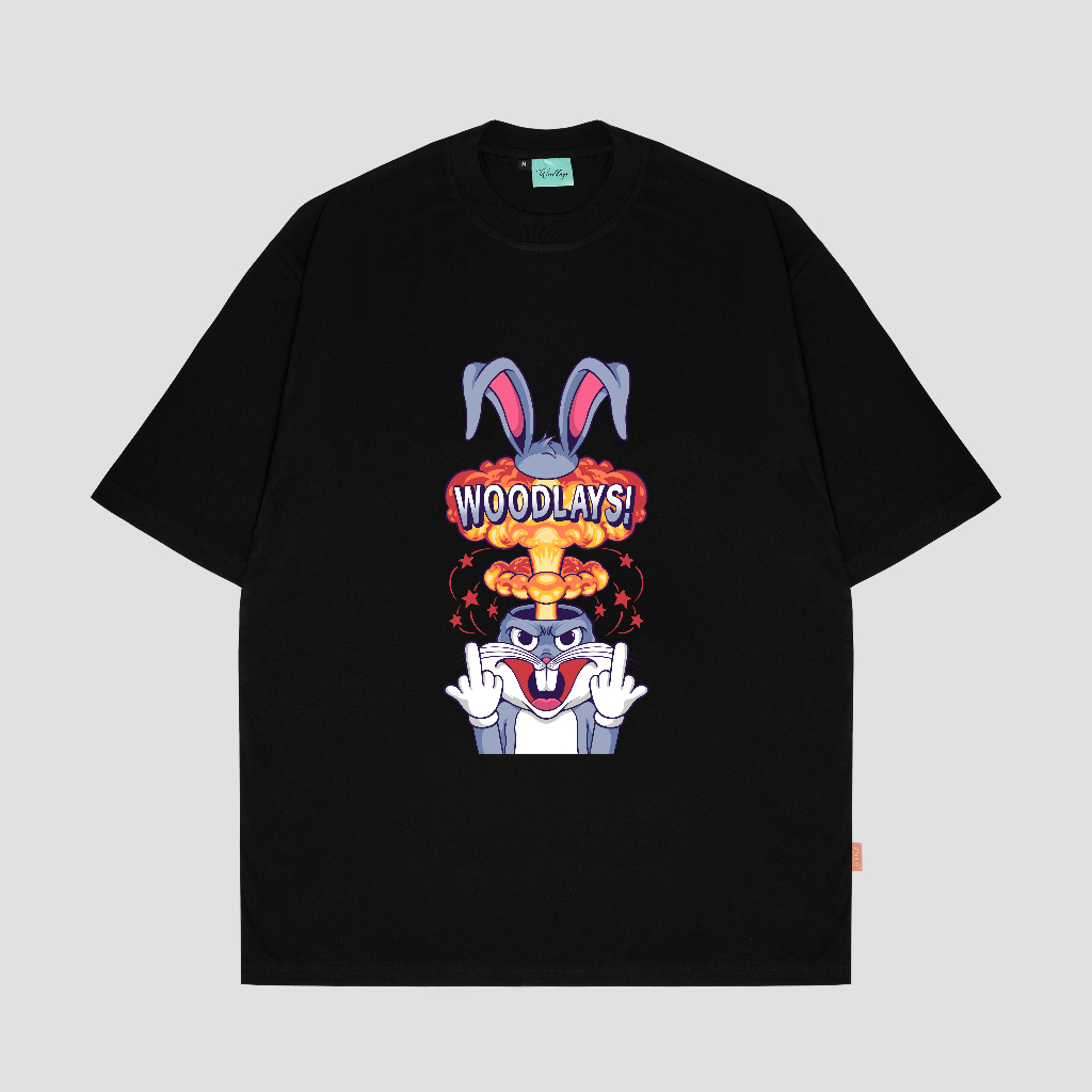 Woodlays Kaos T-Shirt Oversize Black Bunny Bugs