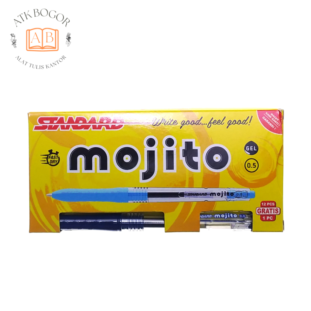 

Pulpen Jel Cetek Cepat Kering Ukuran 0.5 Tinta Hitam Aesthetic Colorful Body Standard Mojito Retractable Fast Dry Gel Pen - Isi 1 Pack / 12 + Free 1 Pcs