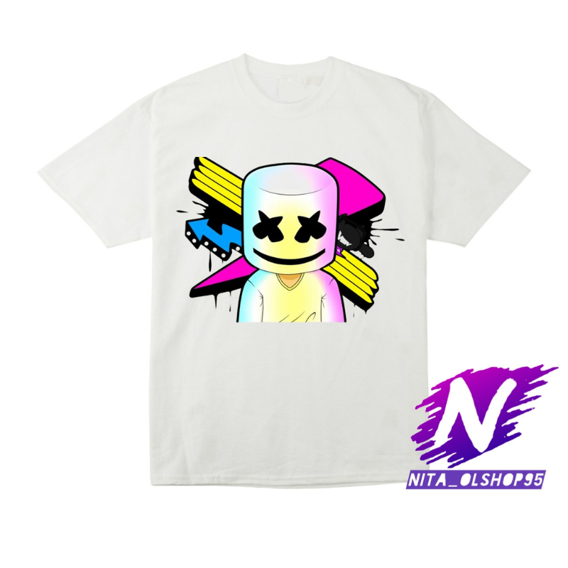 kaos anak DJ marshmello baju kaos anak animasi DJ MARSHMELLO