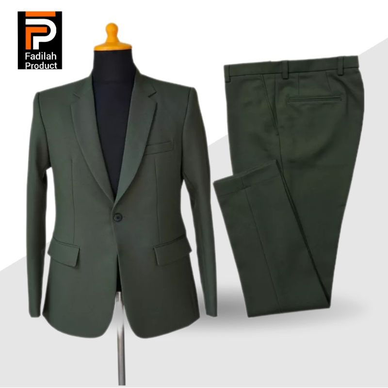 Jas Blazer Pria Formal Non Formal Slimfit Hijau Army