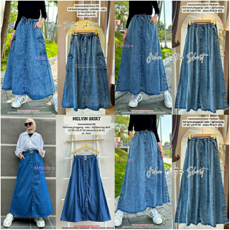 Katalog Skirt Rok Jeans by MARITZA JELITA // Bawahan Rok Lebar pinggang karet A line
