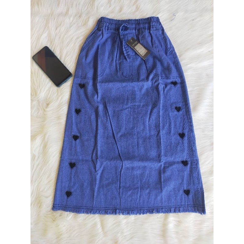 rok jeans love 7-10 tahun rok anak perempuan rok cewe fashion anak bawahan anak