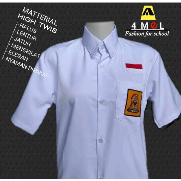 BAJU PUTIH SMP LENGAN PENDEK BAHAN HIGH TWIST LICIN SERAGAM PUTIH PENDEK ANAK LAKI LAKI