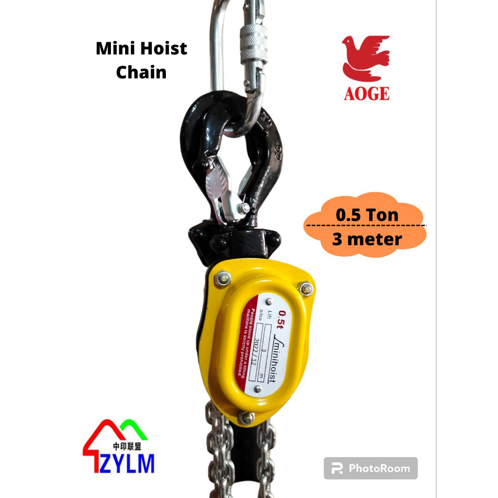 Aoge Mini Hoist Chain Lever Block 0.5 Ton x 3 Meter