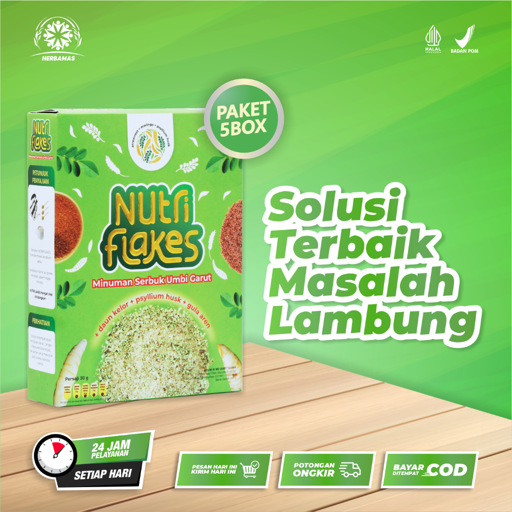 

Nutriflakes 5 Box Sereal Umbi Garut Solusi Atasi Asam Lambung Magh Gerd Suplemen Makanan Diet