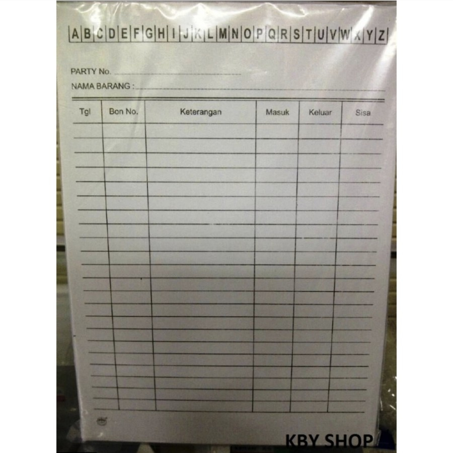 

100 lembar KARTU STOK / STOCK BARANG UKURAN KECIL [PACK]