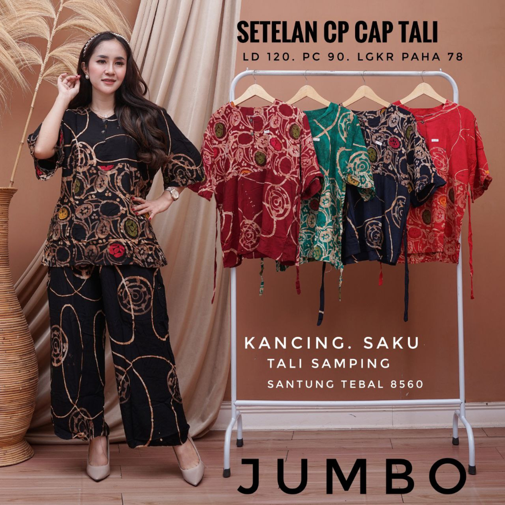 Babydoll Set Piyama Jumbo LD 120 XXL Kekinian CP Premium Elmo Setelan Batik Cap Pekalongan