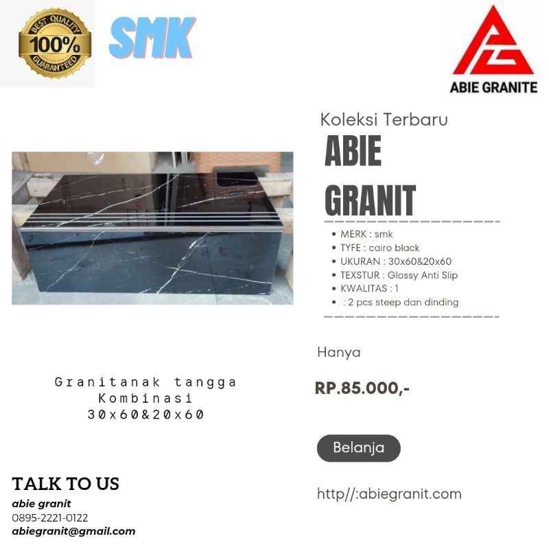 granit anak tangga 30x60 black nero