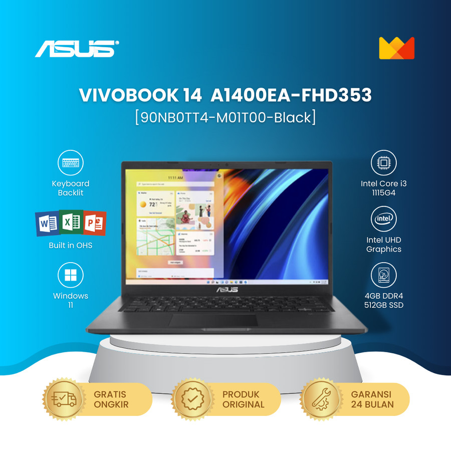ASUS Laptop VivoBook 14 A1400EA-FHD353 i3-1115G4 4GB/512GB OPI WIN 11