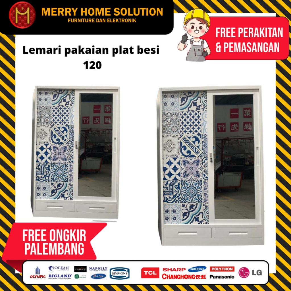 Lemari pakaian plat besi importa / lemari baju besi importa furniture palembang