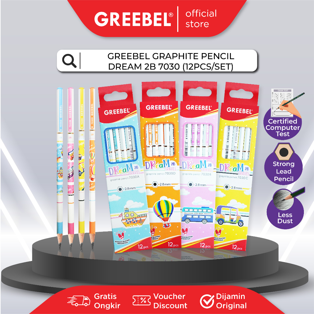 

Pensil Serut Greebel 2B 7030 Dream Travel / Pencil Kayu Karakter / Pensil Grafit / Pensil Graphite