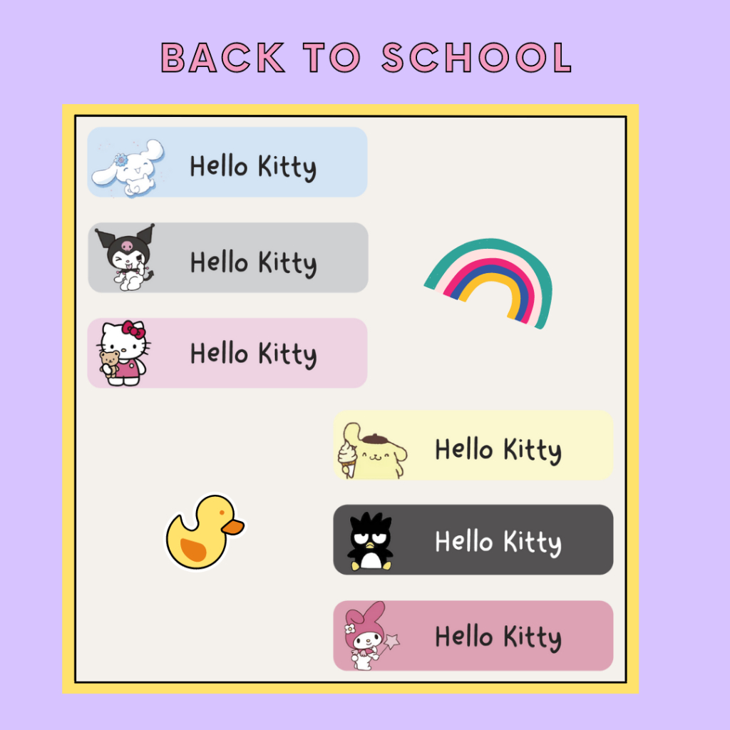 

Label Nama Anak Karakter Hallo Kitty Lucu Custom