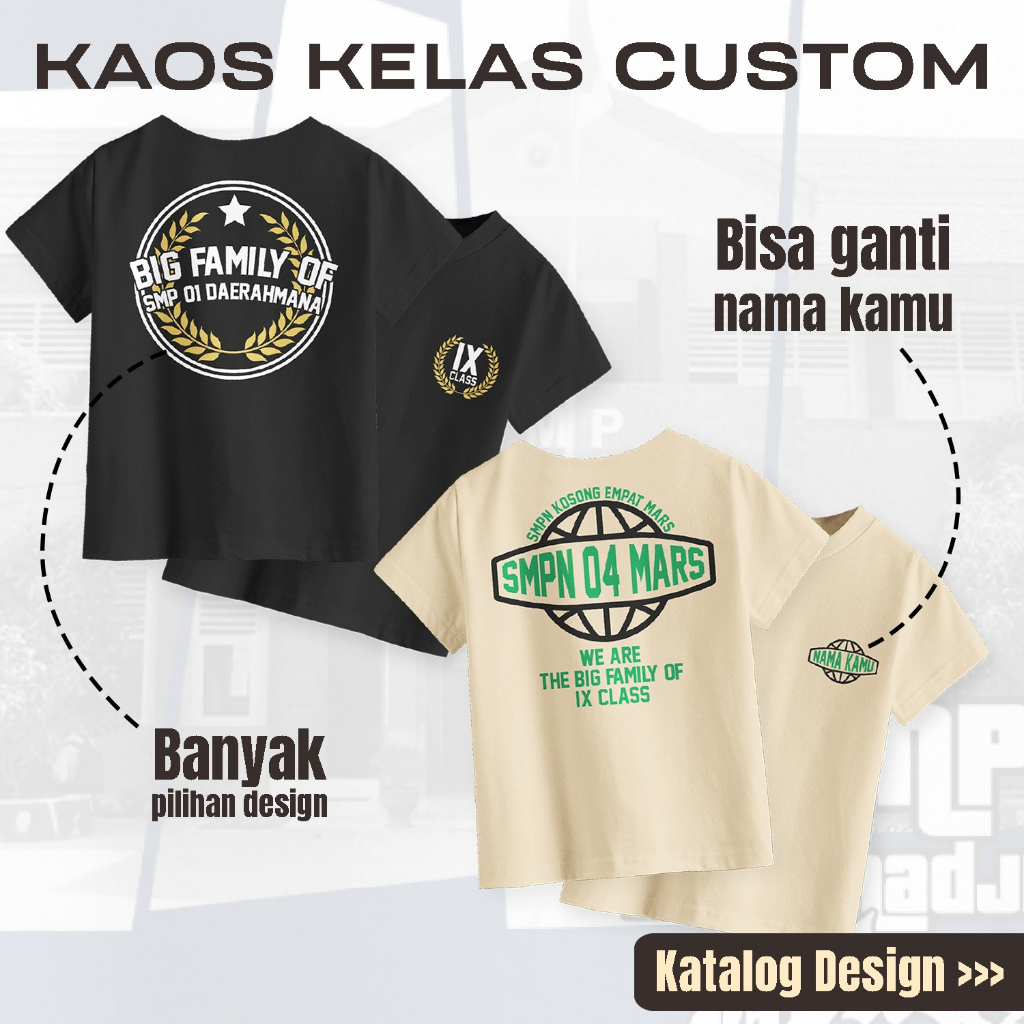 Kaos Custom Kelas Sablon Depan Belakang SD SMP SMA Murid Guru Desain Nama Dan Foto Kelas