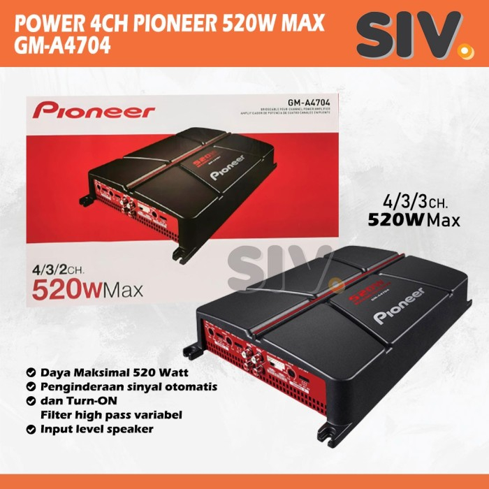 Power Amplifier 4 Channel Pioneer GM-A4704 520 Watt Audio Mobil Car