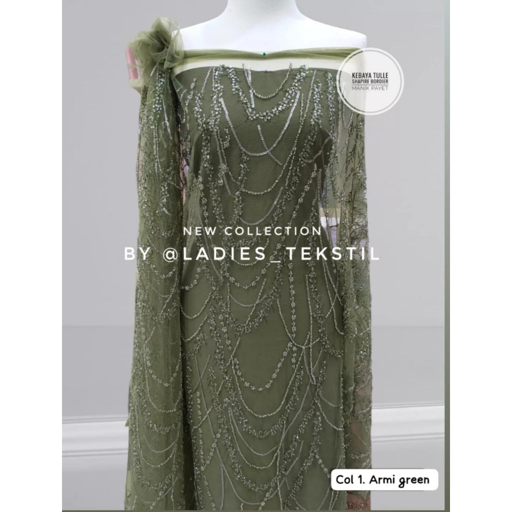 Kebaya tulle shapire bordier manik payet