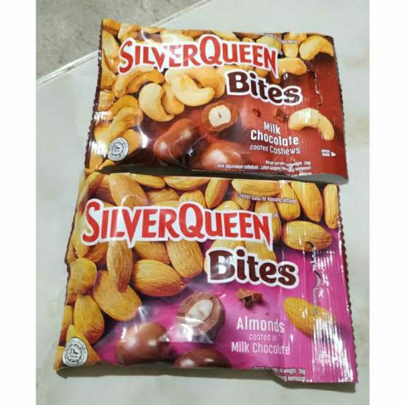 

silver queen bites dengan rasa almond dan milk chocolate cashew