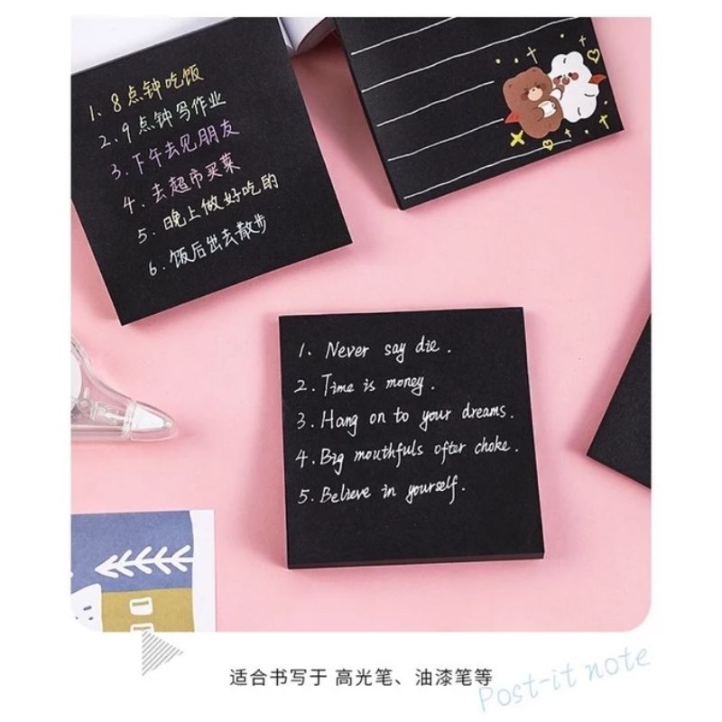 

Sticky Note Hitam / Memo Hitam / Memo Journal Hitam Polos