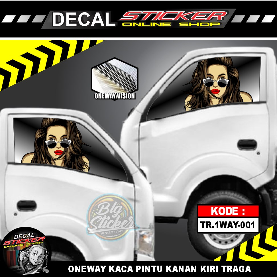 STIKER ONE WAY KACA SAMPING ISUZU TRAGA STIKER KACA TRUK TRAGA