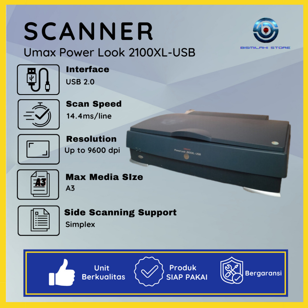 Scanner A3 Folio Legal Umax Powerlook 2100XL-USB Unit Normal Siap Pake