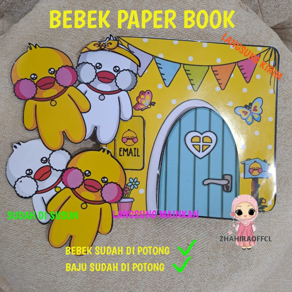 Bebek Viral Paper Doll House Mainan Edukasi Anak Bongkar Pasang Boneka Kertas