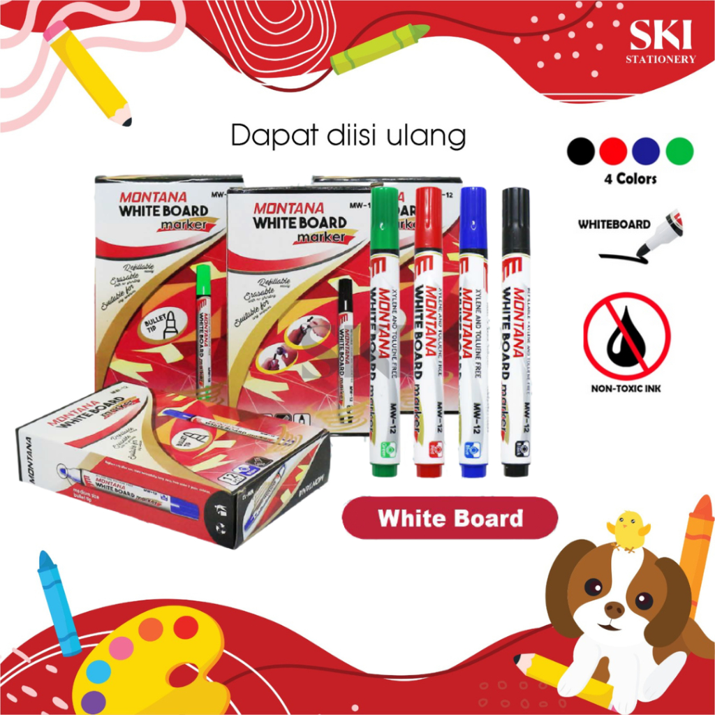 

ECERAN 1 PCS Spidol Whiteboard Montana / Spidol Papan Tulis / Spidol Murah