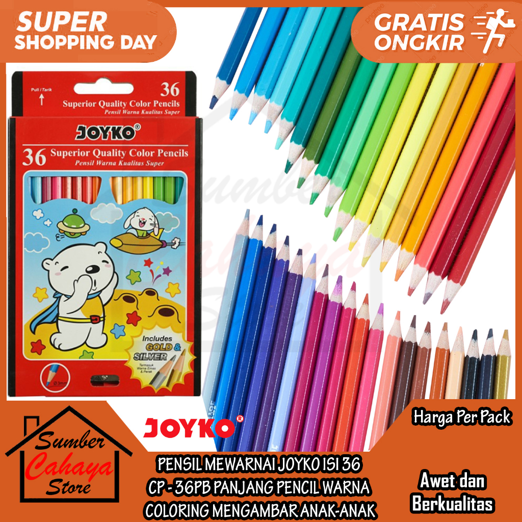 

PENSIL WARNA JOYKO CP - 36PB PENCIL MEWARNAI COLOUR PANJANG 36 SET WARNAWARNI COLORING MENGAMBAR GAMBAR CRAYON KRAYON KLASIK KECIL KECIK CERAYON KERAYON MENGGAMBAR COLOR KOLOR KOLOUR ALAT PERLENGKAPAN ANAKANAK SEKOLAH TK BAGUS MURAH MERIAH PASTEL