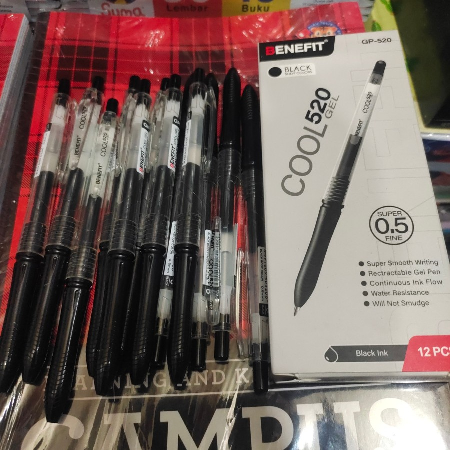 

benefit pulpen cool gel GP-520 black 0,5 fine / lusin