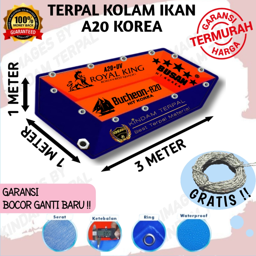 TERPAL KOLAM IKAN 3x1x1 A20 KOREA | KOLAM TERPAL IKAN LELE, NILA, GURAME, KOI